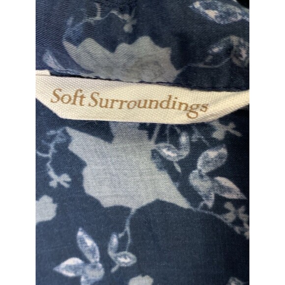 🌻2 for $20🌻Soft Surroundings Shirt Woman 1X Blue Floral Paisley Hi-Lo Button Up - Picture 3 of 7